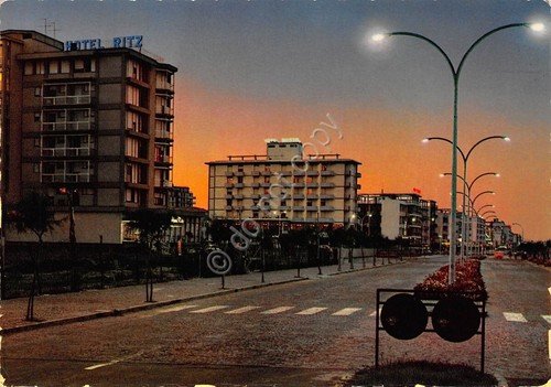 Cartolina Sottomarina Lido Lungomare Notturno Hotel Ritz Bristol 1964