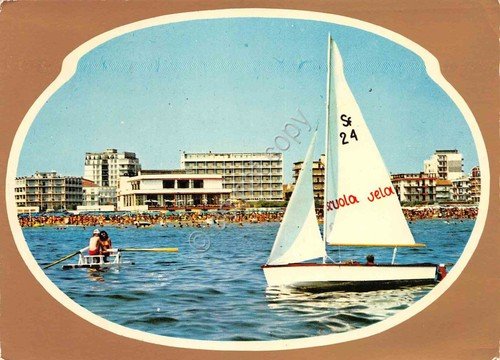 Cartolina Sottomarina Lido panorama dal mare moscone Hotel vela grafica … | Immagine principale