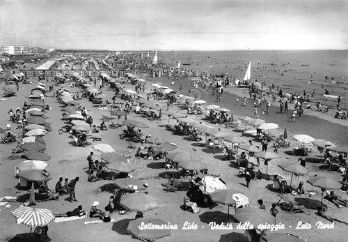 Cartolina Sottomarina Lido Spiaggia Lato Nord 1963