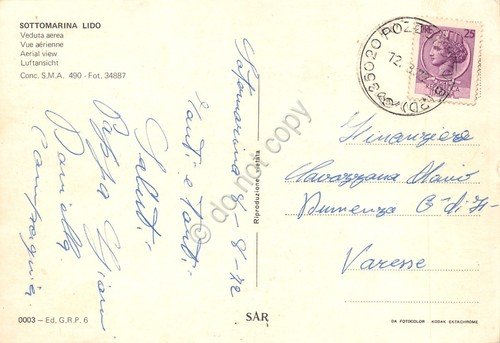 Cartolina Sottomarina Lido Veduta aerea spiaggia 1972 | Immagine Gallery 2