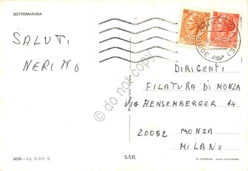 Cartolina Sottomarina vedute panorama aereo spiaggia città 1974 (Venezia) | Immagine Gallery 2