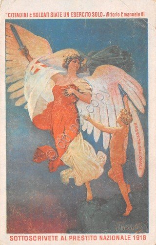 Cartolina Sottoscrivete al Prestito Nazionale 1918 Vittoria Alata Ill Ballester | Immagine principale
