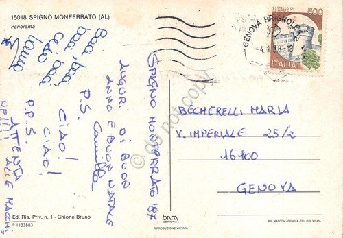 Cartolina Spigno Monferrato panorama 1987 | Immagine Gallery 2