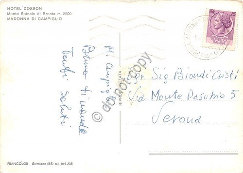 Cartolina Spinale di Brenta Madonna di Campiglio Vedutine Hotel D'Osson … | Immagine Gallery 2