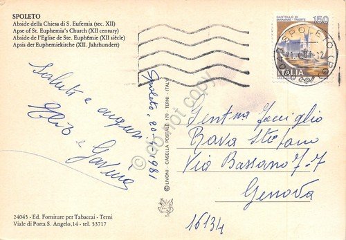 Cartolina Spoleto Abside Chiesa S. Eufemia animata 1981 tavolini bar … | Immagine Gallery 2