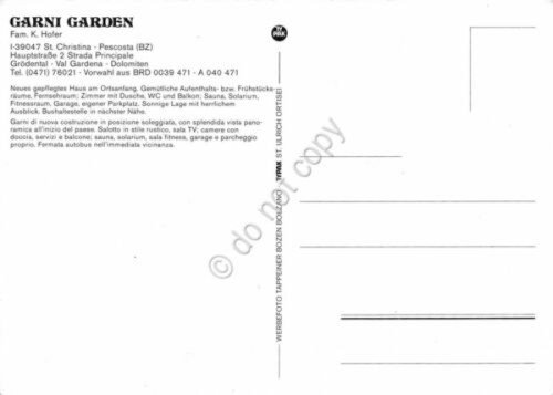 Cartolina St. Christina Pescosta Garni Garden (Bolzano) | Immagine Gallery 2