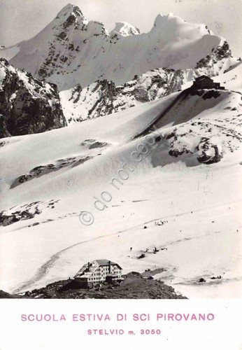 Cartolina Stelvio Scuola sci estivo Pirovano panorama 1965 Timbro PT
