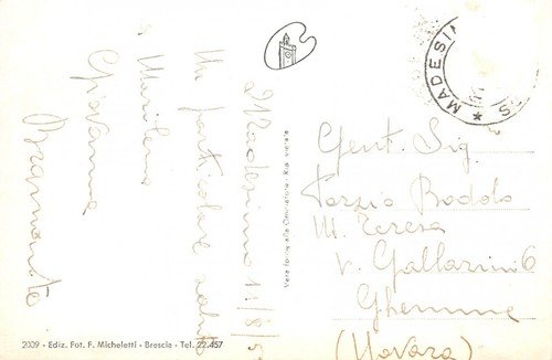 Cartolina Strada della Spluga cascata di Pianazzo 1958 (Sondrio)