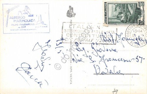 Cartolina Strada delle Dolomiti al Passo Falzarego 1953 (Belluno)