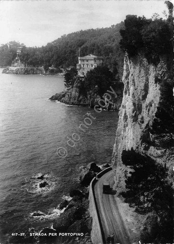 Cartolina Strada per Portofino 1954