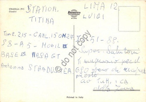 Cartolina Stradella Giardini (Pavia)