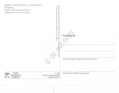 Cartolina Strassburg Gasthof und Poststation zum raben timbro filatelico 1984