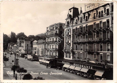 Cartolina Stresa Corso Sempione Albergo Milano 1954 | Immagine Gallery 1