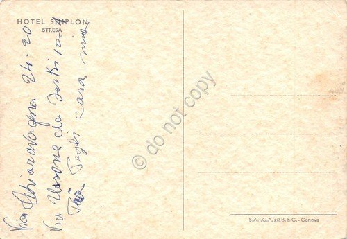 Cartolina Stresa Illustrata Hotel Simplon (Verbania) | Immagine Gallery 2