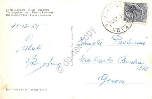 Cartolina Stresa Panorama 1958