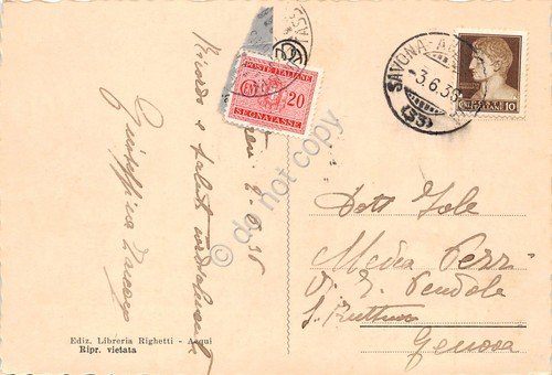 Cartolina Strevi Veduta Generale 1936 con segnatasse cent 20 | Immagine Gallery 2
