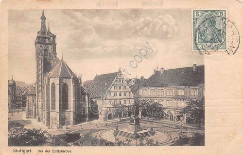 Cartolina Stuttgart bei der Stiftskirche anni '10 | Immagine principale