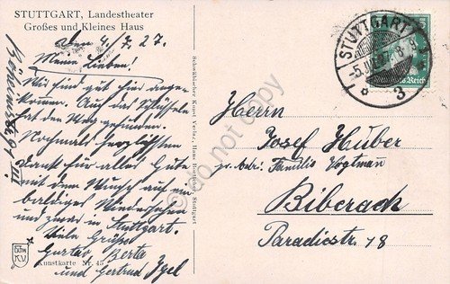 Cartolina Stuttgart Landestheater 1927 | Immagine Gallery 2