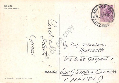 Cartolina Subiaco Via Papa Braschi 1974 (Roma) | Immagine Gallery 2