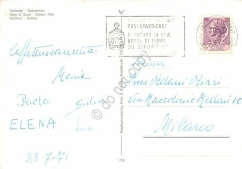 Cartolina Sudtirol Alpe di Siusi stalla cavallo con fieno 1971 | Immagine Gallery 2