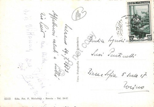Cartolina Sulzano Lago d'Iseo Villa Alzira 1953