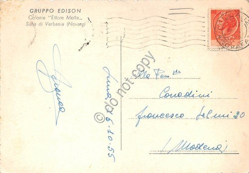 Cartolina Suna di Verbania Colonie Ettore Motta Gruppo Edison 1955 | Immagine Gallery 2