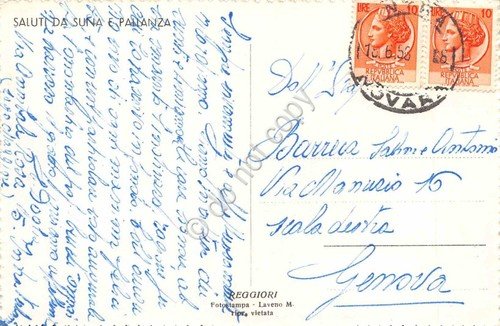 Cartolina Suna e Pallanza panorama da arcata 1958