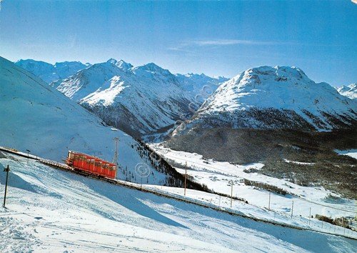 Cartolina Svizzera Muottas Muragi treno | Immagine principale