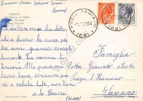 Cartolina Tabiano terme 1964 (Parma) | Immagine Gallery 2