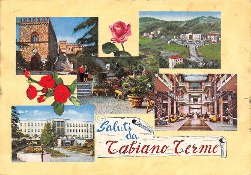 Cartolina Tabiano Terme 5 vedute 1968