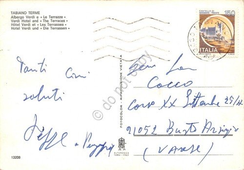 Cartolina Tabiano Terme Albergo Verdi e Le Terrazze grinze angolo | Immagine Gallery 2
