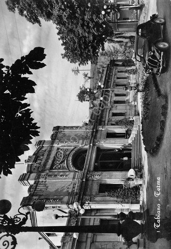 Cartolina Tabiano Terme auto d'epoca 1954