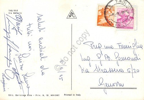 Cartolina Tagliolo Via Morella 1965