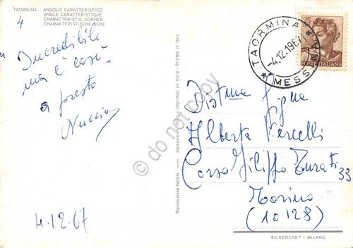 Cartolina Taormina Angolo caratteristico scalinata terrazzi 1966 (Messina)