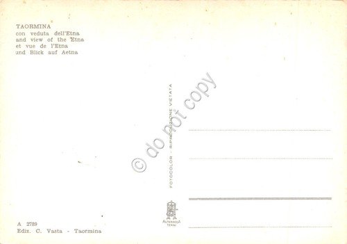Cartolina Taormina con veduta dell'Etna e fiori | Immagine Gallery 2