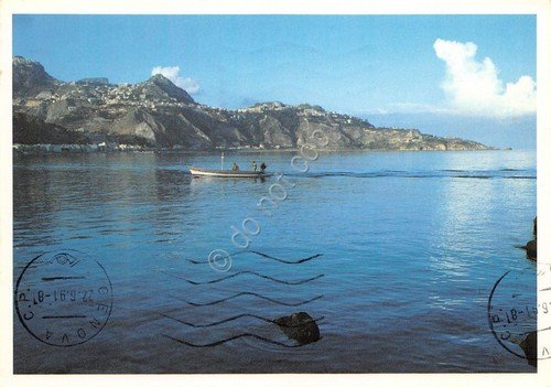 Cartolina Taormina Contrafforti montuosi dal mare 1991 (Catania) | Immagine principale