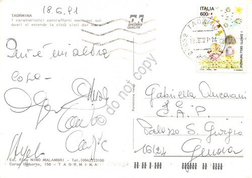 Cartolina Taormina Contrafforti montuosi dal mare 1991 (Catania) | Immagine Gallery 2