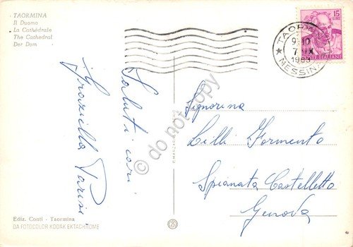 Cartolina Taormina Duomo facciata e fontana 1963 | Immagine Gallery 2