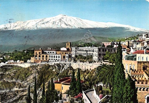 Cartolina Taormina Hotel San Domenico Monte Etna 1959 colorata