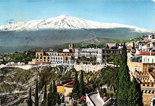 Cartolina Taormina Hotel San Domenico Monte Etna 1959 colorata | Immagine Gallery 1