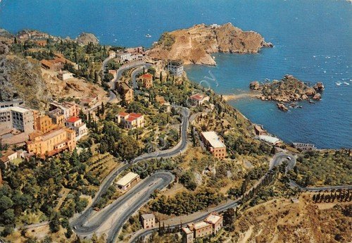 Cartolina Taormina Panorama aereo 1977 (Messina)