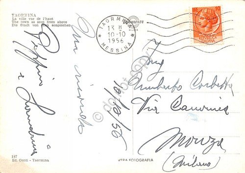 Cartolina Taormina Panorama dall'alto 1956 | Immagine Gallery 2