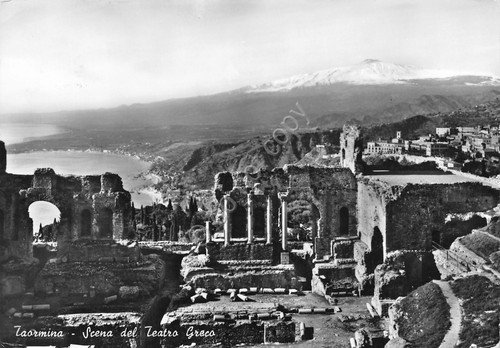 Cartolina Taormina Scena del Teatro Greco 1962 (Messina)