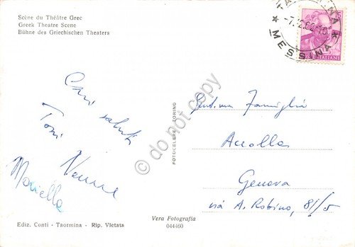 Cartolina Taormina Scena del Teatro Greco 1962 (Messina)