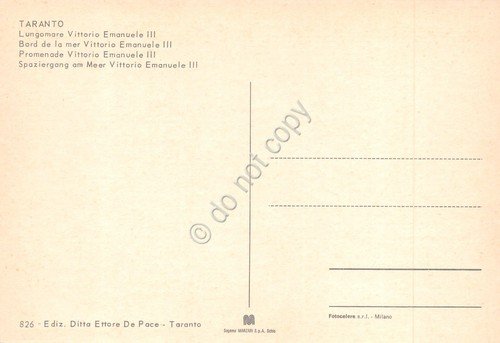 Cartolina Taranto Lungomare Vittorio Emanuele III case edifici auto anni …