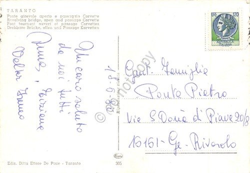 Cartolina Taranto ponte girevole e passaggio di Corvette 1980 | Immagine Gallery 2