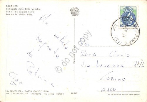 Cartolina Taranto Porticciolo città vecchia barche pescatori 1987 | Immagine Gallery 2