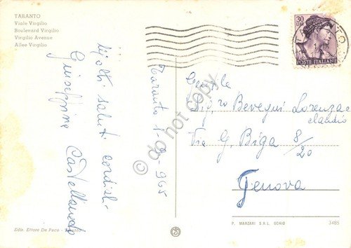 Cartolina Taranto Viale Virgilio 1965 | Immagine Gallery 2