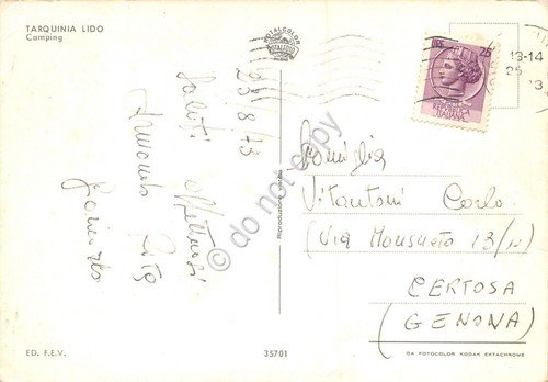 Cartolina Tarquinia Lido Camping Campeggio 1973