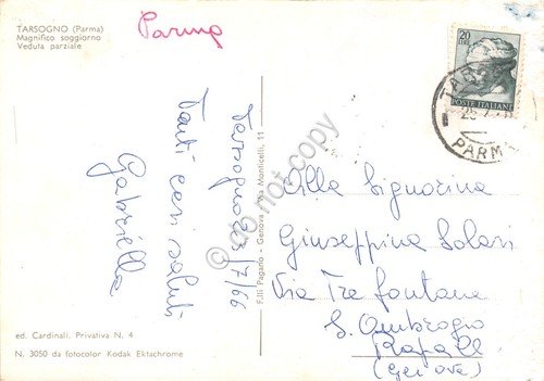 Cartolina Tarsogno Panorama parziale 1966